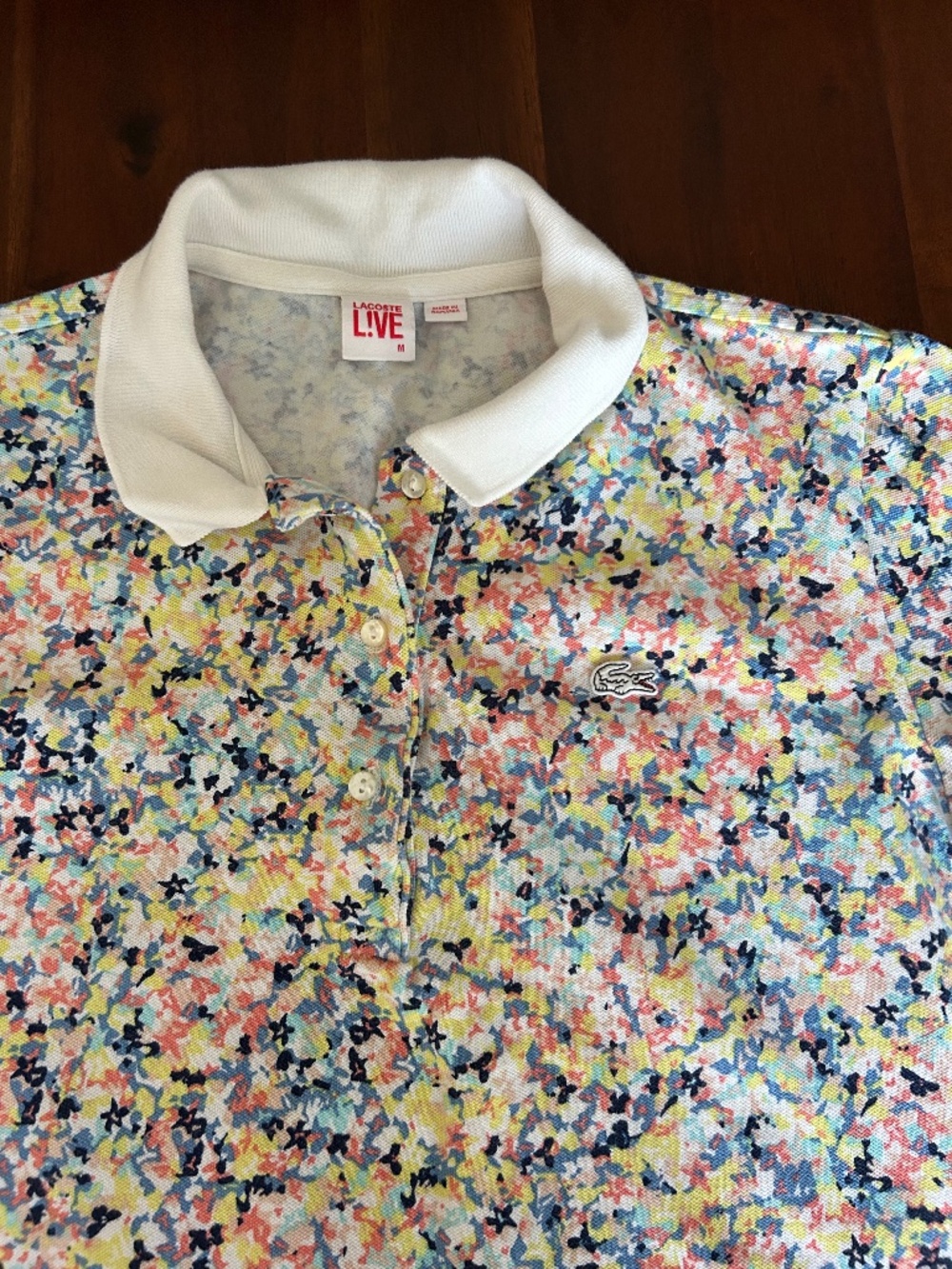 Lacoste Live Women's Multi-Color Floral Polo with White Collar